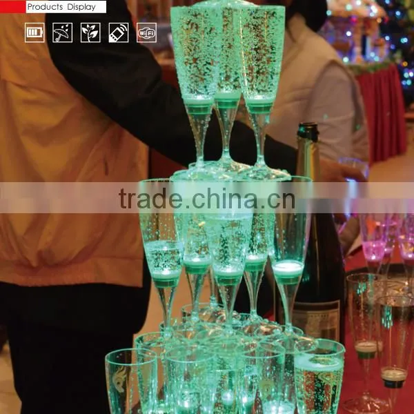 costom led glass 150ml liquid active Decorative LED champagne glass glow cup for club