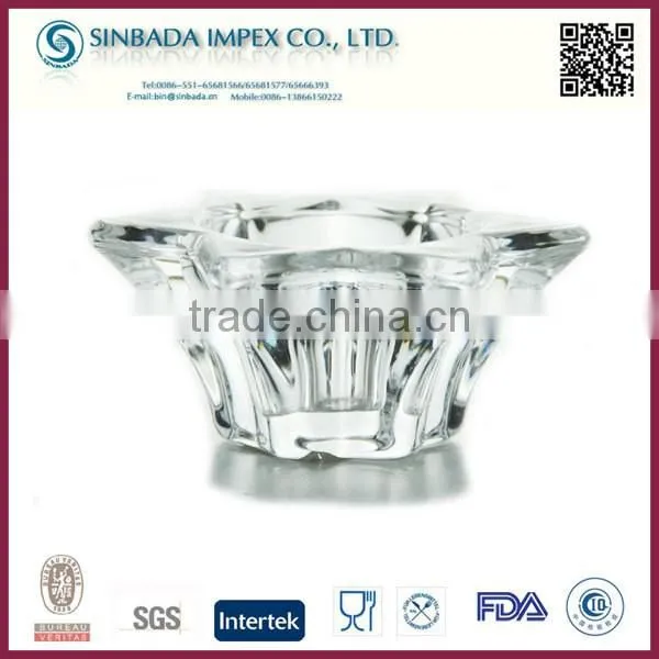 Hand made mexico crystal cut glass candle holder