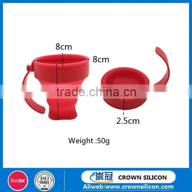 New design colorful collapsible silicone rubber drinking cup with lid