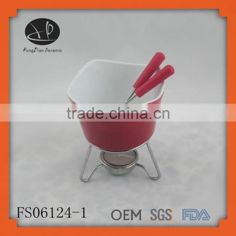 Hot sale mini fondue set,chocolate fondue bowl, chocolate pot + stand