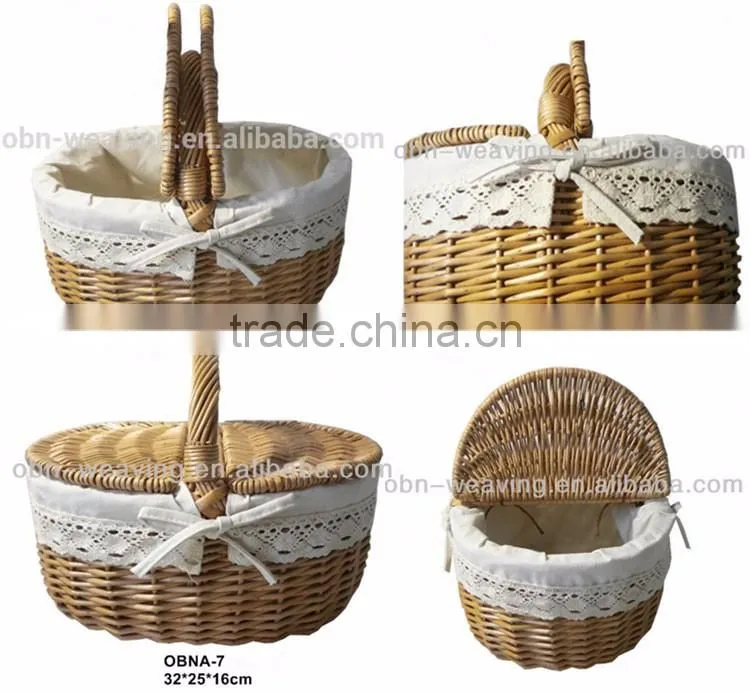 Custom cheap hand woven wicker empty picnic basket wholesale