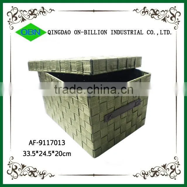 Handmade decorative nylon woven storage box with lid