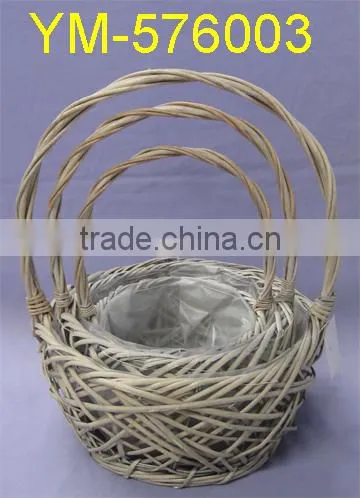 good selling White Round Willow Basket With Handle