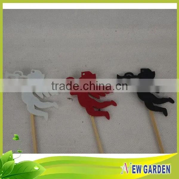 Good Quality Animal Shape At The Top Round Wood Stick For Planter
