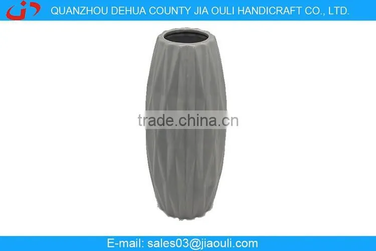 Hot sale Origami face grey ceramic tall flower vase