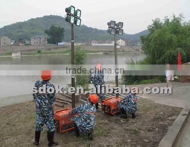 Hand push telescopic light tower,battery powered led light tower