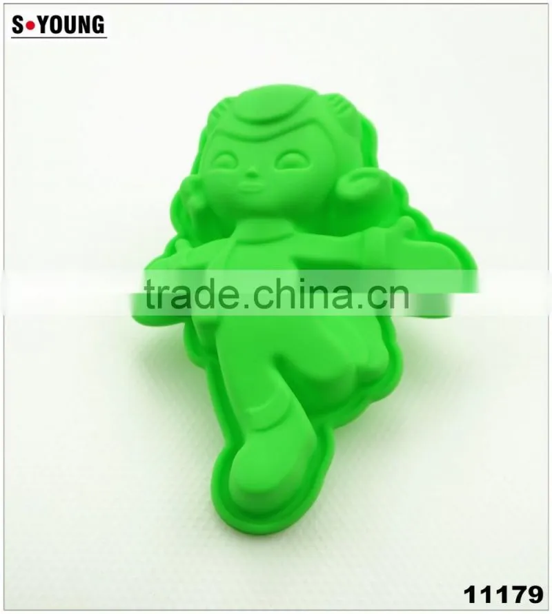 11179 Sweet girl shape cake decoration fondant silicone mold