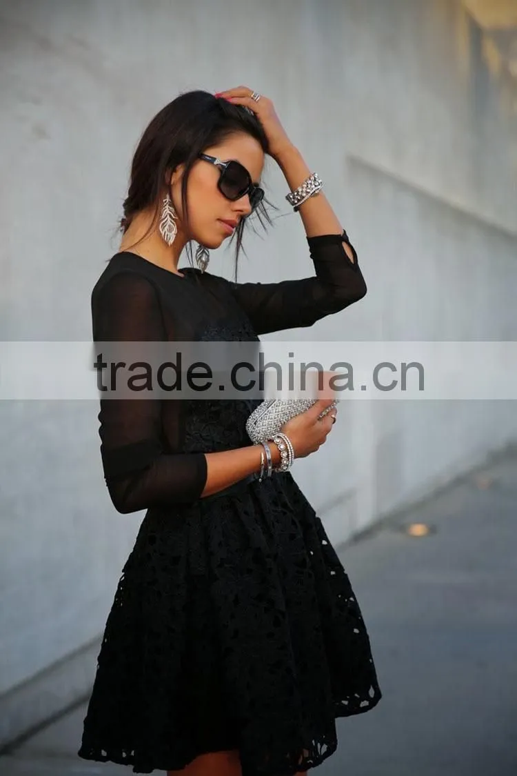 Sexy Women Lace Bodycon Mini Dress Long Sleeve Evening Party Cocktail Dress