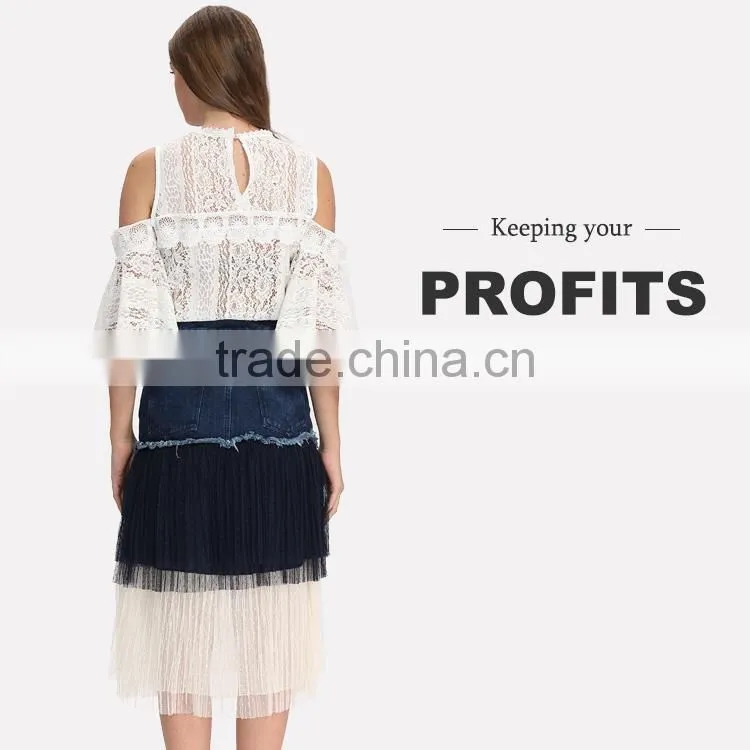 2017 ladies summer casual white blouse & top