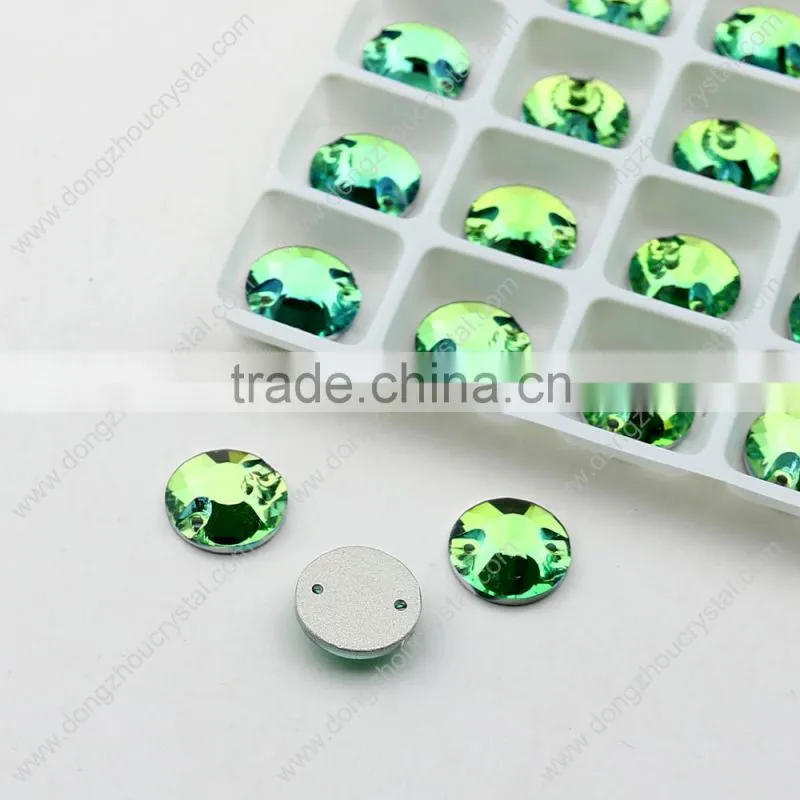 Hot Hot Hot! Fine cut! Fine transparency! Dongzhou high quality crystal sew on round stones