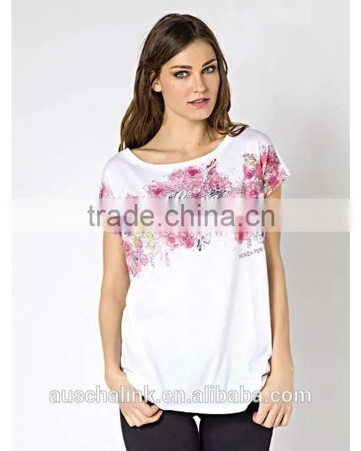high quality girls short sleeve printed 100% cotton jersey t shirt