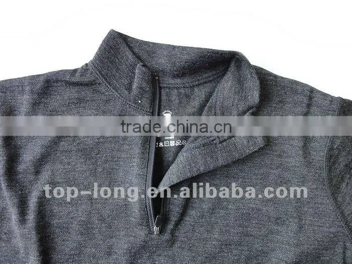 100% merino charcoal thermal underwear for women thermal suit of zip top