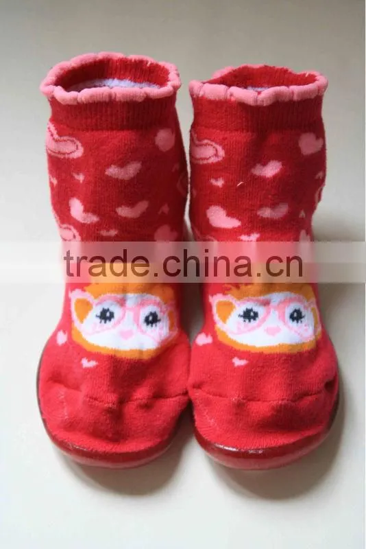 Custom cotton rubber sole baby shoe socks