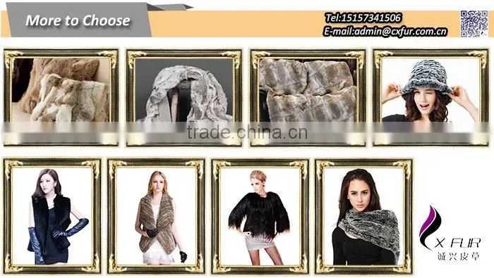 CX-G-A-209 2016 Black Knitted Rex Rabbit Fur Jacket