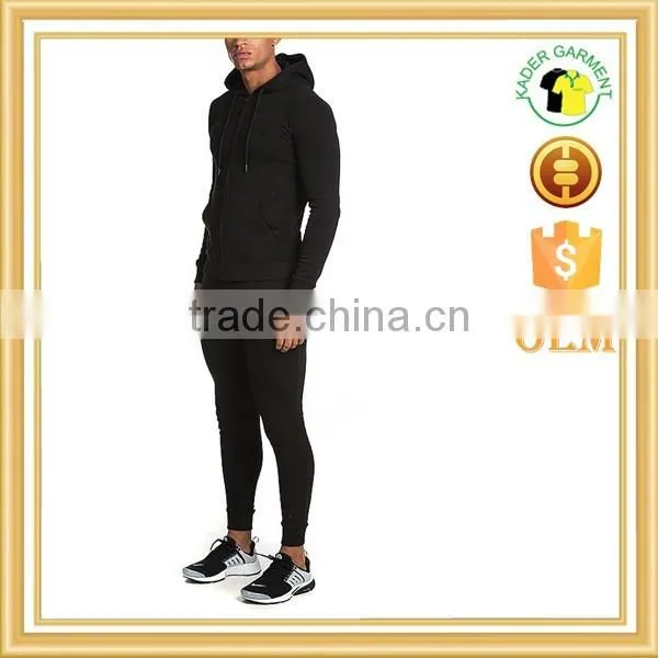 mens plain tracksuits custom high quality gym tight fit tracksuit in China