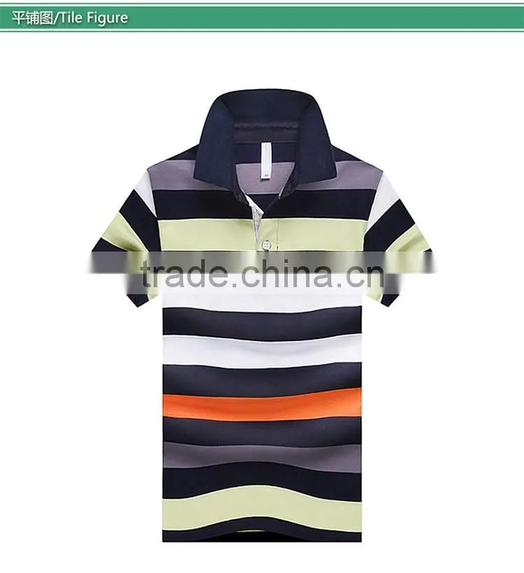 Wholesale Custom Polo T shirt 2016 New Design Cotton Short Casual Striped Slim Contrast Color Men's Polo Shirt