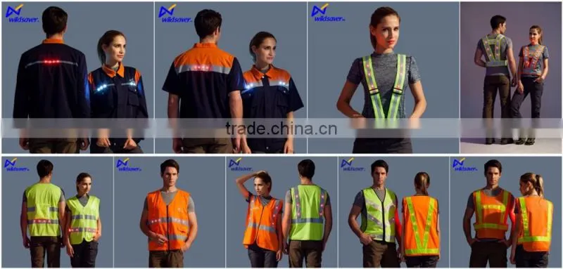 Construction worker waistcoat safety reflective running vest with led