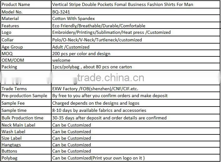 Vertical Stripe Double Pockets Fomal Business Fashion Shirts For Man