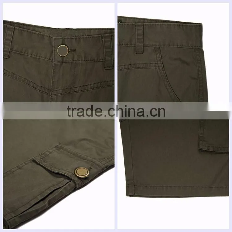 2016 OEM custom army green bellows pocket new style wholesale mens cargo six pockets short pants