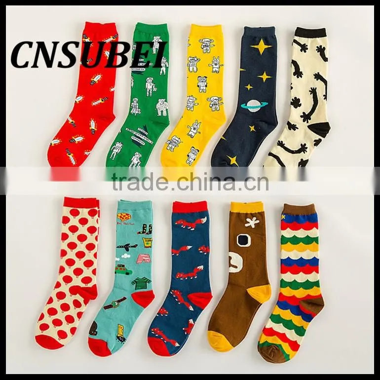 2016 new winter personality color pattern cotton socks