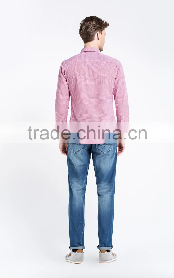 Latest style cotton long sleeve plaids youth young men shirts