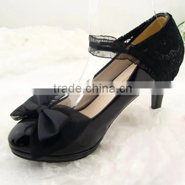 Black Lace and Bowknot Decorative Shoe Ornaments Shoe Lace Clips for Wedding Shoe Accessories