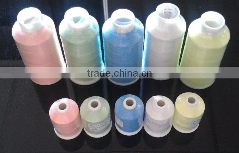 market popular glow thread/1000m/cone Glow In The Dark Embroidery Thread,glow thread,Luminous thread