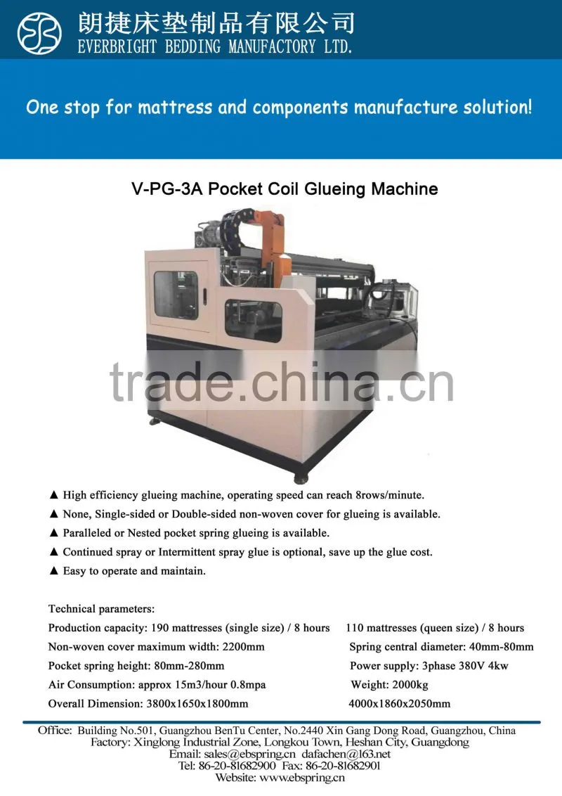 Pocket Spring Assembling Mattress Machine with Nordson gluing box