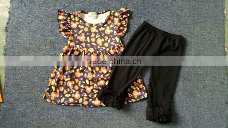 New Halloween Boutique Raglan Outfits Toddlers Girls Fall Ruffle Clothes Sets Girls Halloween Giggle Moon Remake Outfits
