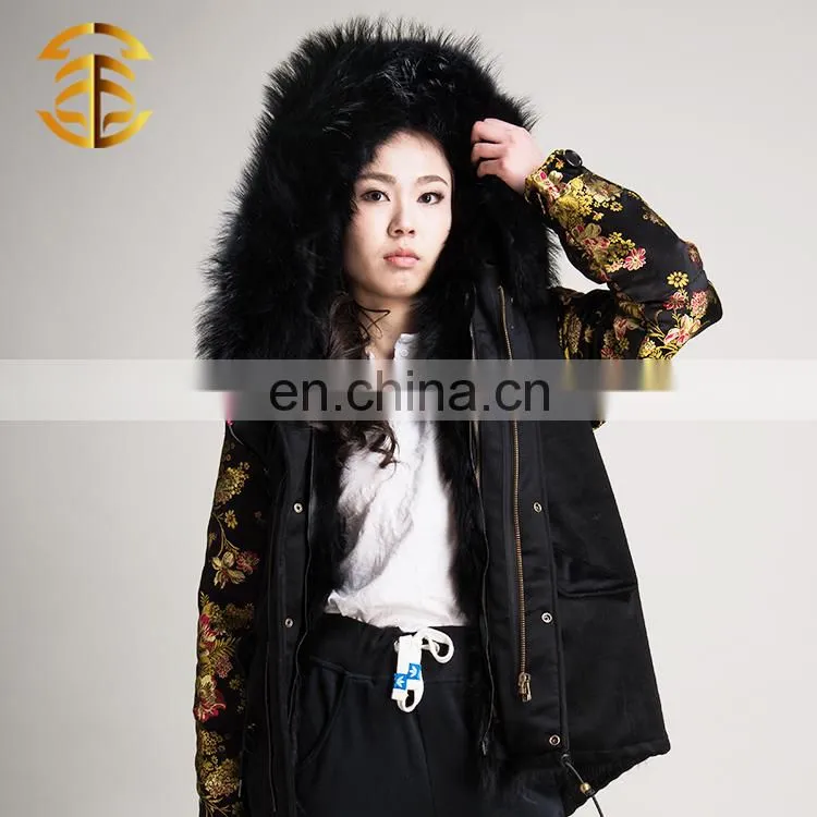 Custom Winter Cotton Bomber Jackets with Raccoon Fur Collar