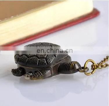 Bronze Vintage Lovely Turtle Mini Small Size Quartz Pocket Watch Women Lady Girl Necklace Pendant Chain Birthday Gifts
