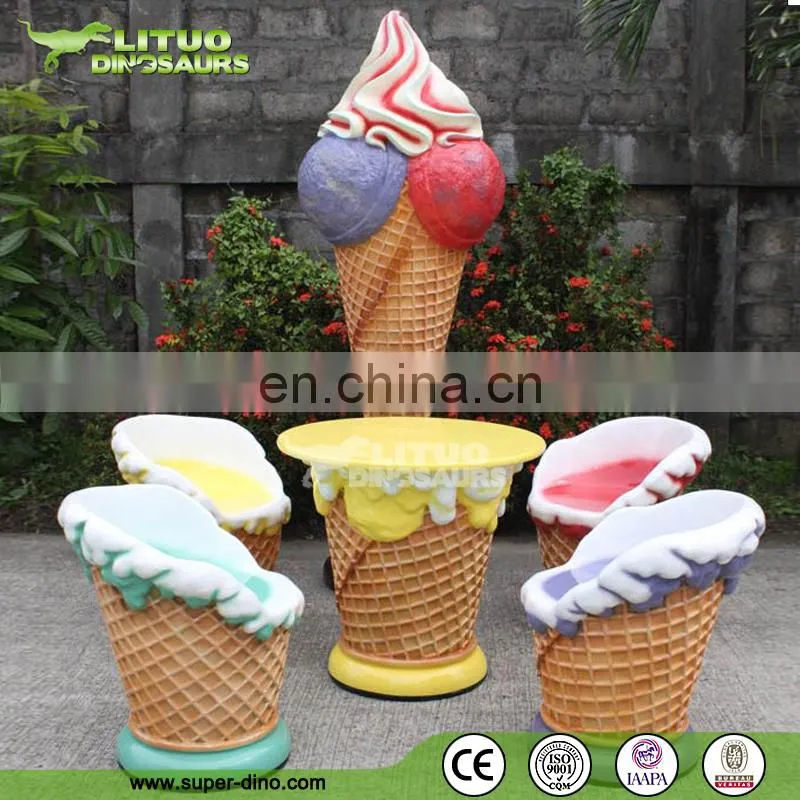 Fiberglass Ice-cream Statue for Trourists Having Rest in Theme Park