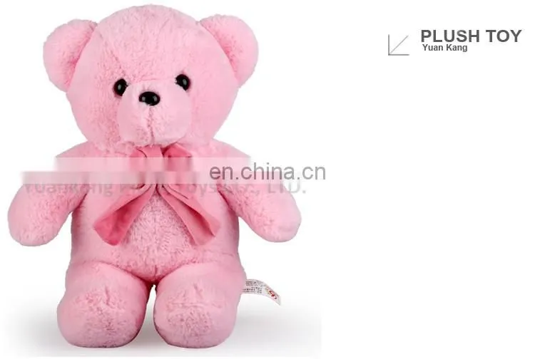 Cuddly Pink stuffed bear soft plush teddy toy with Knitted Bowtie