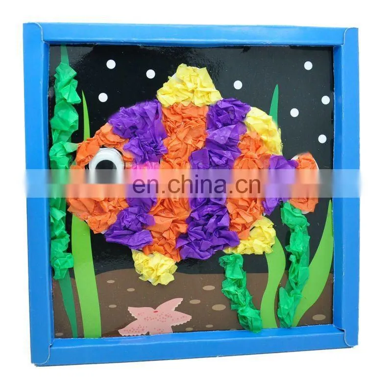 diy sticky paper craft/paper art/tissue paper toy
