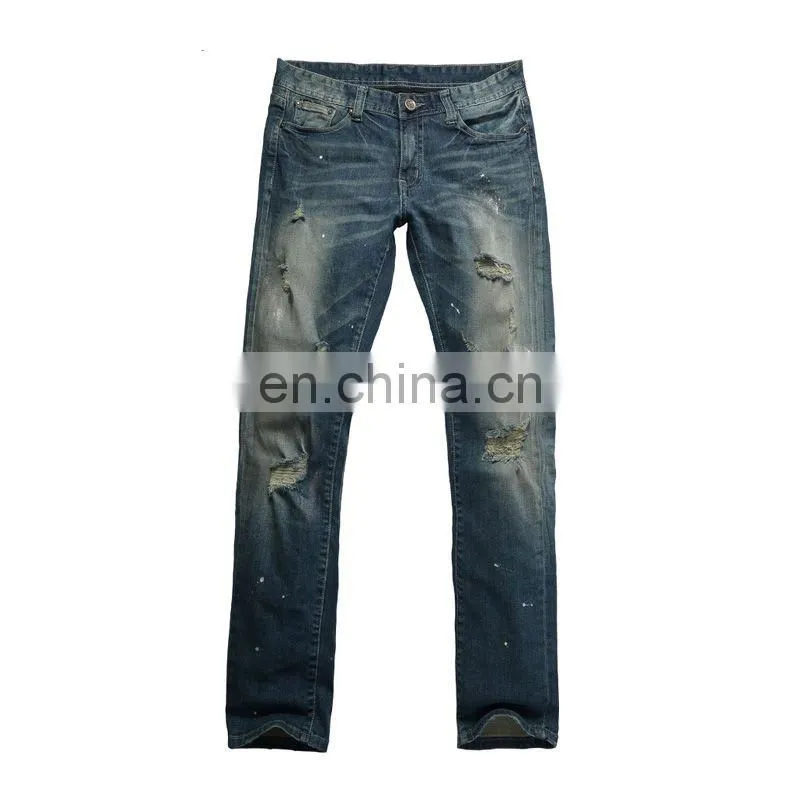 DiZNEW USA High Quality 100% Cotton Jeans Men Slim Fit Ripped Denim Jeans Pants 18 Boy pants jeans men