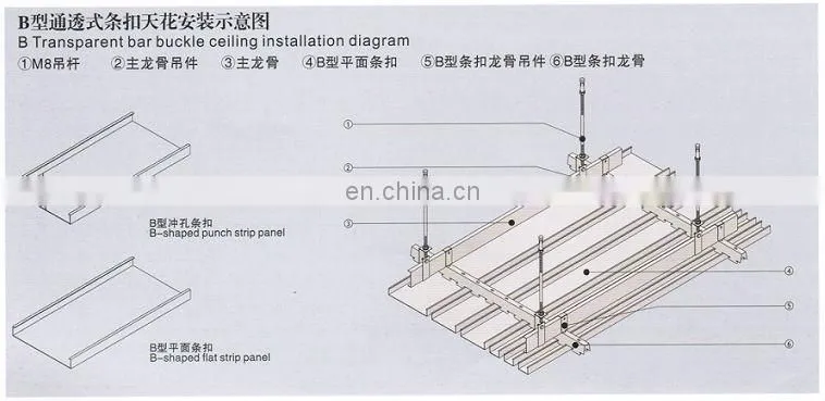 4x8 Ceiling Panels Aluminium Baffle Carrier Suspended Ceiling Tiles