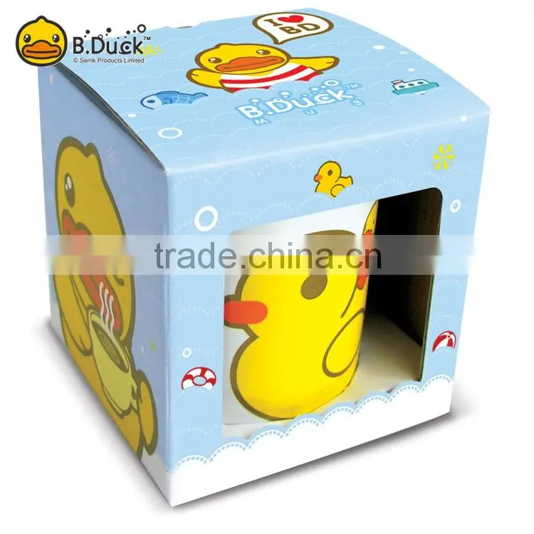 Novelty fanny gifts B.Duck brand yellow white ceramic coffee mug