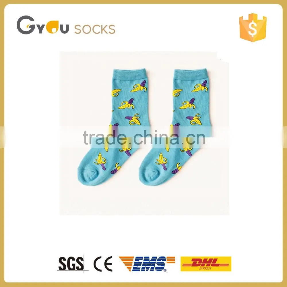 Non-slip cotton cute banana pattern girl's child tube sock