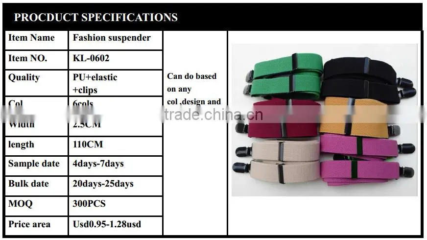 women colorful elastic clips braces suspender