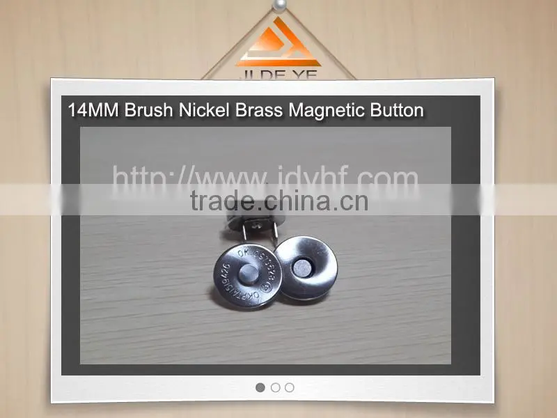 14mm brush nickel brass magnetic button 10mm