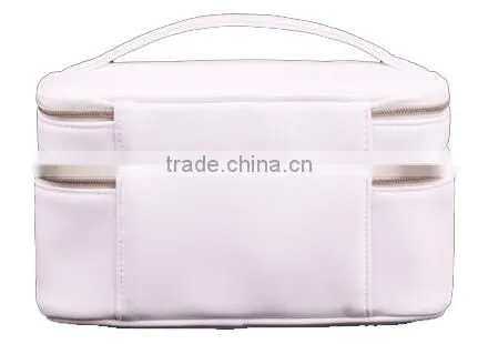 Leather travel cosmetic organizer makeup artist train case, leather beauty travel bag