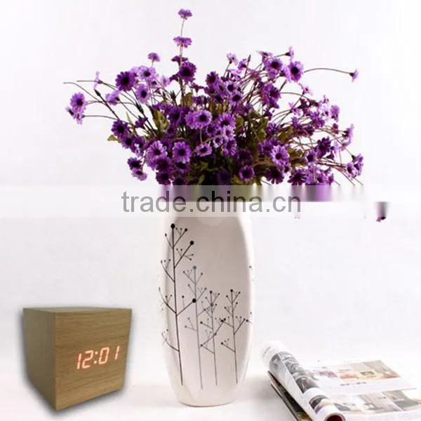 LED Wooden Digital Table Clock with Touch Function for Snooze