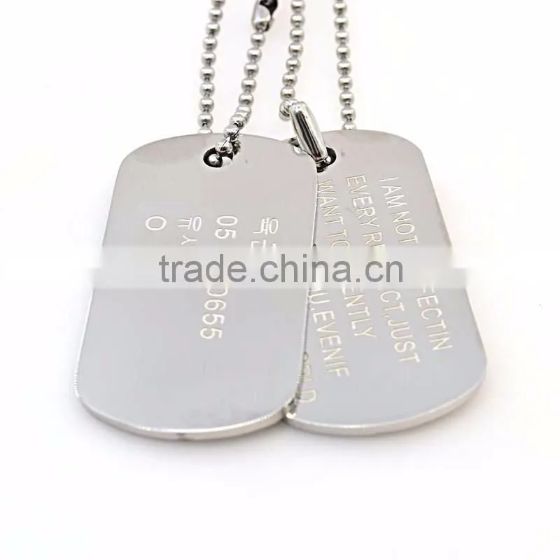 wholesale fashion jewelry custom laser logo words stainless steel couple pendant