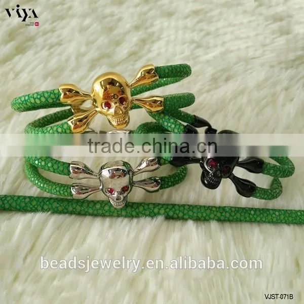 2016 New Handmade Stingray/Python Skin Bracelet Genuine Leather Bracelet Manufacturer