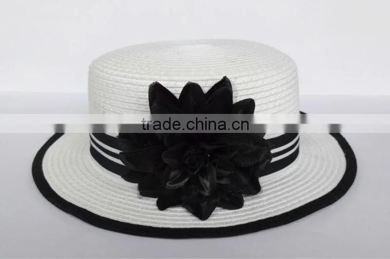 flat top white papaer straw hat