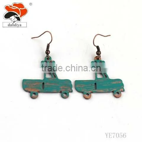 China fashion women's jewelry party green truck alloy handmake gifts earring