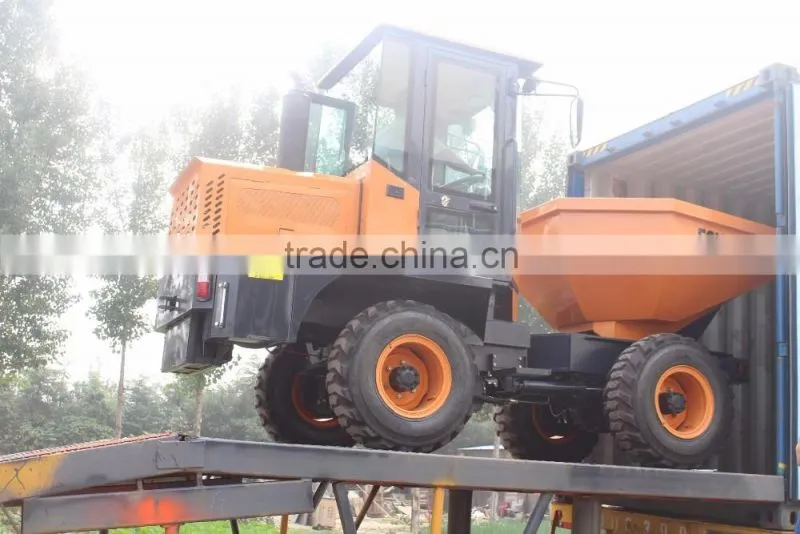 3ton site dumper with rotary bucket,1.5cbm capacity cabin A/C