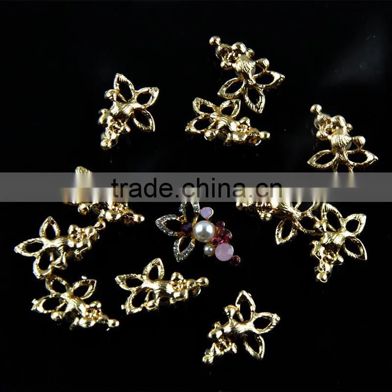 26MM Gold Plating Alloy Flower Pearl Crystal Rhinestone Button For Jewelry Garment Accessory