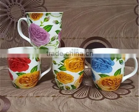 Cheap 8 oz new bone china mug for Pakistan that decal beautiful flowers
