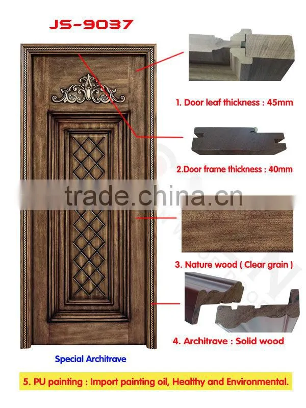 Guangdong fancy 100% solid wood interior front door design